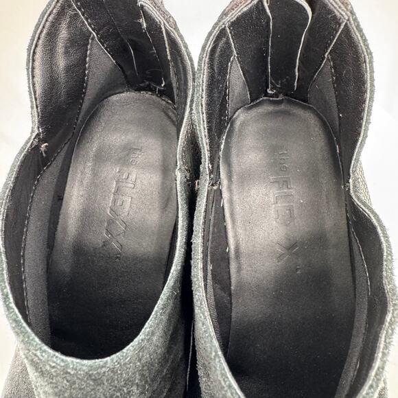 The Flexx Milky Way wedge ankle bootie 9.5 black silver metallic suede leather - Picture 8 of 10